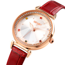 SKMEI 1780 Leather Strap Wrist Watch Japanese Movement Quartz Watches With Diamonds
